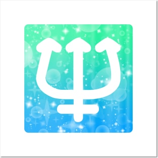 Neptune Planet Symbol Square Monogram Posters and Art